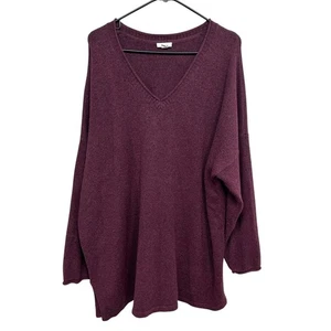 Pure Jill Plum V Neck Knit Sweater Cozy Romantic Minimalist Capsule Wardrobe L - Picture 1 of 6
