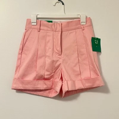 Pantalones Cortos de Golf Liz Claiborne Hepburn Cintura Alta Plisados Puños Rosa Para Mujer 4 Preppy Foto 1 de 4