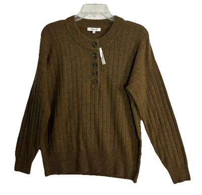 Madewell Donegal Henley Sweater Speckled Women's S Brown 1/4 Button NWT NB382 - Image 1 of 4