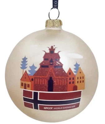 Disney Parks Epcot World Showcase NORUEGA Vidrio Adorno de Navidad Nuevo con Etiquetas Foto 1 de 2
