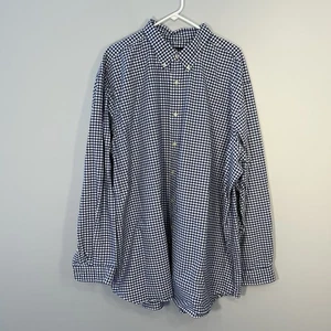 Ralph Lauren Shirt Mens 3XB Blue White Gingham Checkered Preppy Button Up Polo - Picture 1 of 8