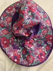 Sun Day Sun Hat Girls 70s Floral Wide Brim Chin Strap Foldable Washable large - Picture 1 of 7