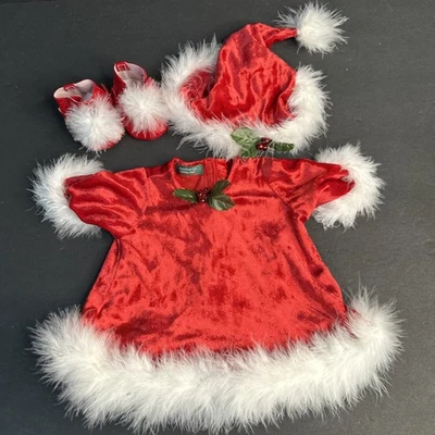 Roupa de Natal American Girl Bitty Baby Papai Noel ajudante vestido chapéu sapatos 2000 - Imagem 1 de 4