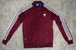 adidas Essentials Warm Up 3 Stripes Track Jacket Small 2016 Burgundy - Picture 1 of 6