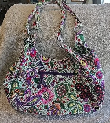 Vera Bradley VIVA LA VERA Hobo Bolso de Hombro Cartera Cierre Imán Boho Chic Floral Foto 1 de 4