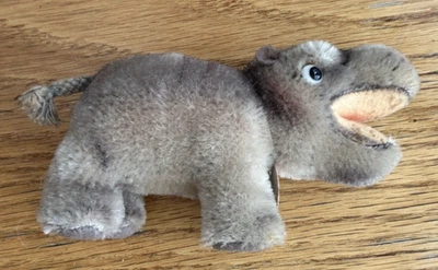 Vintage German Stuffed Toy Steiff Mockie Hippo 1954 -64 Mohair Plush 4in - Image 1 of 4