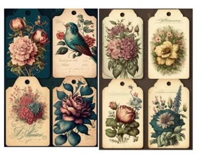 8 Vintage Style Tags Junk Journal Scrapbook USA Seller - Picture 1 of 1