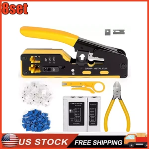 Crimp ToolKit RJ45 Ethernet Pass through Crimper Network Cat5 Cat6 Cat7 Toolkit - Picture 1 of 9