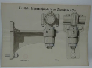 Schülerzeichnung Uhrmacherschule zu Glashütte 1919 signiert Fr.Lang Museal - Bild 1 von 4