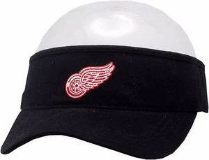 Detroit Red Wings Visor Black Adjustable Strap Logo Block 11823 - Foto 1 di 4