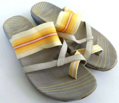 Sandalias de tanga Merrell Zinnia forradas/lino plateadas para mujer talla 9 Foto 1 de 4