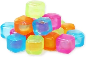 80x Plastic Reusable Multi Colour Ice Cubes Coloured Party Drink Freeze Cooler - Picture 1 of 7