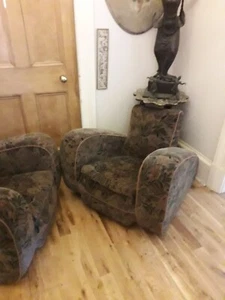 Pr Of Art Deco Easy Chairs - Picture 1 of 2