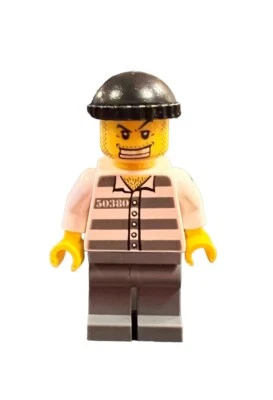 Lego Minifigure - City - Jail Prisoner (Gold Tooth) - Image 1 of 2