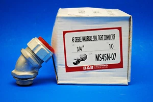Box of 10 PCS Malleable Iron 3/4" 45° Liquid Tight Connectors w/Insulated Throat - Picture 1 of 6