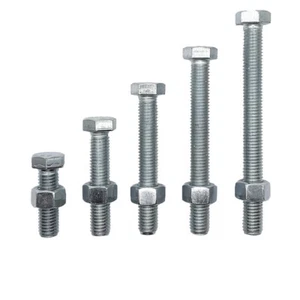 3/8" x 2" Hex Set Screw Bolt & Nut UNC Imperial Coarse 16 TPI HT Grade 8 Zinc - Picture 1 of 5