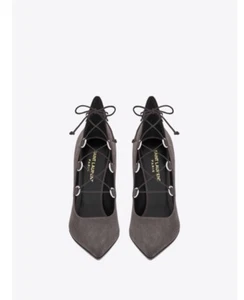 Saint Laurent Paris YSL Road Grau 105 Pumps Schuhe Absatz 38 1/2 - Bild 1 von 6
