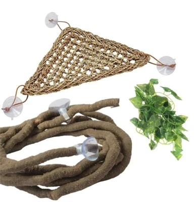 PINVNBY 2x Bearded Dragon Hammock Reptile Leaves Lizard Tank Habitat Decor Acc