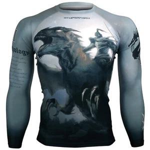 DRAGON KNIGHT Print Compression Skin Tight Base layer Rash guard MMA BJJ jusitsu - Picture 1 of 6