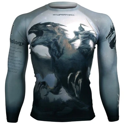DRAGON KNIGHT Print Compression Skin Tight Base layer Rash guard MMA BJJ jusitsu - Image 1 of 4
