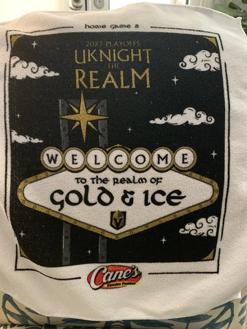 VEGAS GOLDEN KNIGHTS GAME 8 UKNIGHT THE REALM CANES GAME 8 5/21/23 TOWEL Cover