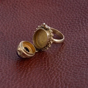 Amethyst Snuff Poison Ring,  Secret Box Ring, gold plated Ring, Handmade Ring - Picture 1 of 4