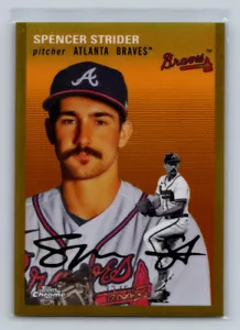 2023 Topps Chrome Platinum Anniversary #189 Spencer Strider Gold Refractor #/50 - Picture 1 of 2