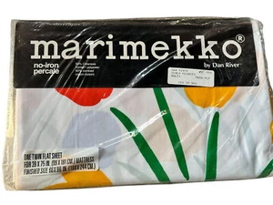 Vintage Marimekko One Twin Flat Sheet Seven Flowers Design New Multicolor NOS - Picture 1 of 8