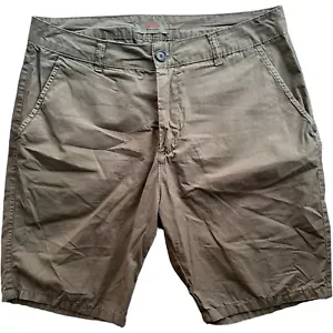 Pantaloncini Osklen cotone chino lunghezza ginocchio verde militare con cintura estivi da spiaggia - Foto 1 di 10