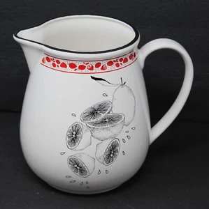 VTG 90s White Ceramic Pitcher Lemons Design Boston Warehouse New Basics Japan - Picture 1 of 9
