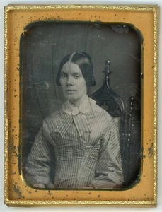 Woman in Striped Dress (1/4 Plate Daguerreotype) - Picture 1 of 2