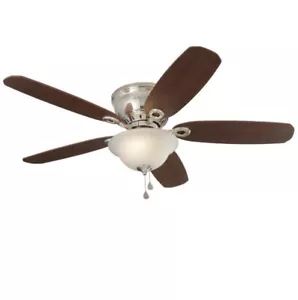 Harbor Breeze, 52" Brushed Nickel LED Indoor Ceiling Fan w Frosted Shade - Picture 1 of 5