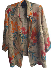 NEW Crazy Horse Collection Women's Tropical Print Blouse 3/4 Sleeves Size XL