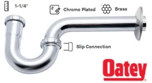 17 Gauge Oatey Dearborn DB 701-1 P-TRAP 1 1/4" Brass Chrome Plated With Flange - Picture 1 of 14