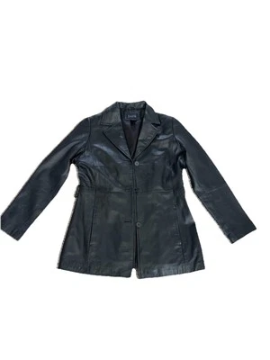 Chaqueta profesional de cuero para mujer Hillard And Hanson talla mediana negra Foto 1 de 4