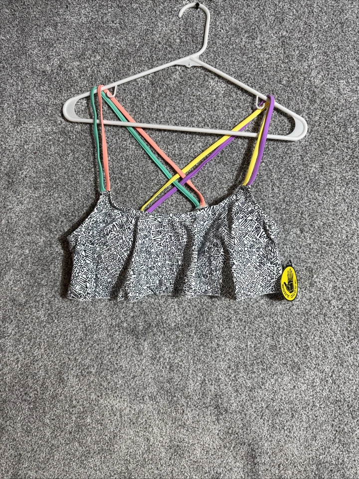 Body Glove Bikini Top Women Size Small Ruffled Festival Rave Retro Y2K Swimwear - Image 1 of 4