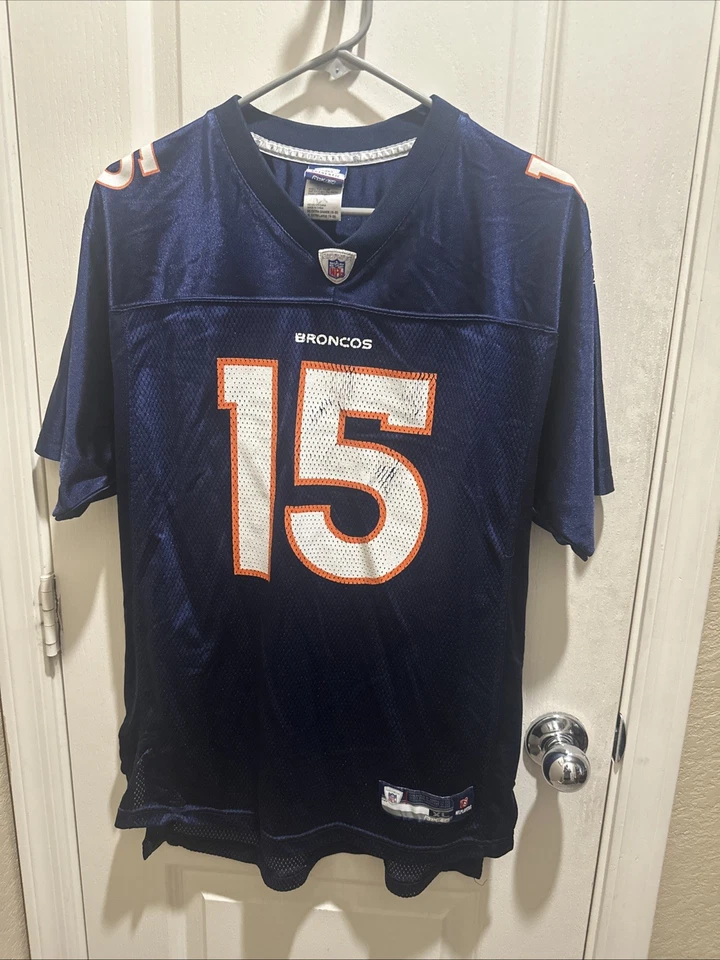 Camiseta deportiva de fútbol vintage Reebok Denver Broncos Tim Teebow #15 XL azul para jóvenes Foto 1 de 4