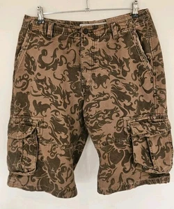 Pantaloncini cargo animali vintage uomo W34 marroni modello utility pattinatore escursionismo Y2K - Foto 1 di 23