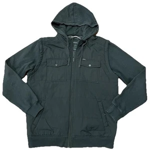 RVCA Hoodie Puffer Vest Full Zip Jacket Men's Large Blackout Lightweight Quilted - Picture 1 of 14