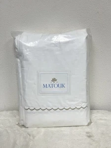 Matouk Astrid Cotton Queen Sheet Set 4 Piece Set White / Champagne New - Picture 1 of 8