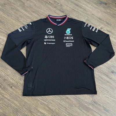 Mercedes AMG Petronas F1 Team Black Long Sleeve T-shirt Mens Size XLARGE XL - Photo 1/4
