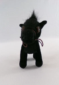 Vintage Nanco Black 8" Black Horse With Brown Harness Red Saddle Plush Animal - Picture 1 of 11