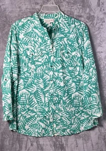 Jones New York Women’s Blouse Size 2X Green / White  Floral LongSleeves Collar - Picture 1 of 9