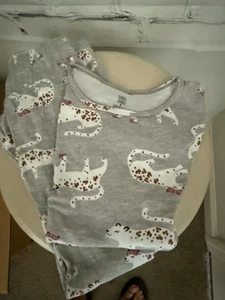 Carter's Just One You Gray Leopard Themed 2 Piece Jammies Cotton EUC Girl's 8 - Picture 1 of 14