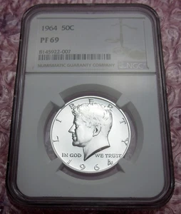 1964 Silver Proof Kennedy Half Dollar Certified NGC PF69 Very Nice - Picture 1 of 9