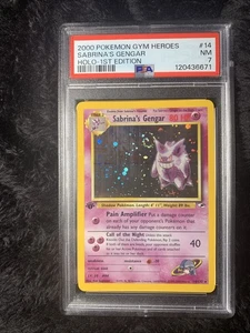 Sabrina's Gengar Holo 1st Edition 14/132 PSA 7 Swirl Pokémon Gym Heroes 2000 - Picture 1 of 2