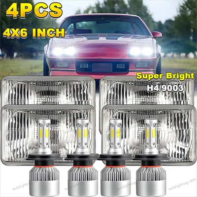 For Chevrolet Monte Carlo 1980-1988 4Pcs 4X6 LED Headlights Hi/Lo Sealed Beam H4 — 第 1/4 张图片