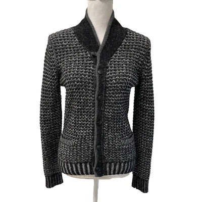 Rag & Bone Cardigan Sweater Jumper Womens Large Black White Chunky Preppy Office - Image 1 of 4
