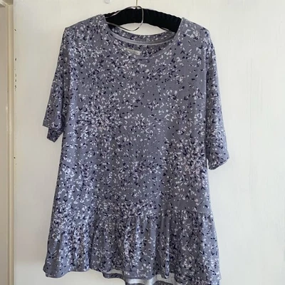 RJR John Rocha Short Sleeved Top Size 16 In Grey/blue With Blue & Pink Pattern - Image 1 of 4