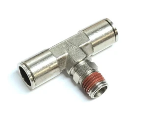 ALKON AQ72-N-8X4, Swivel Male Branch Tee, 1/2" Tube OD X 1/4" NPT, Nickel Plated - Picture 1 of 1